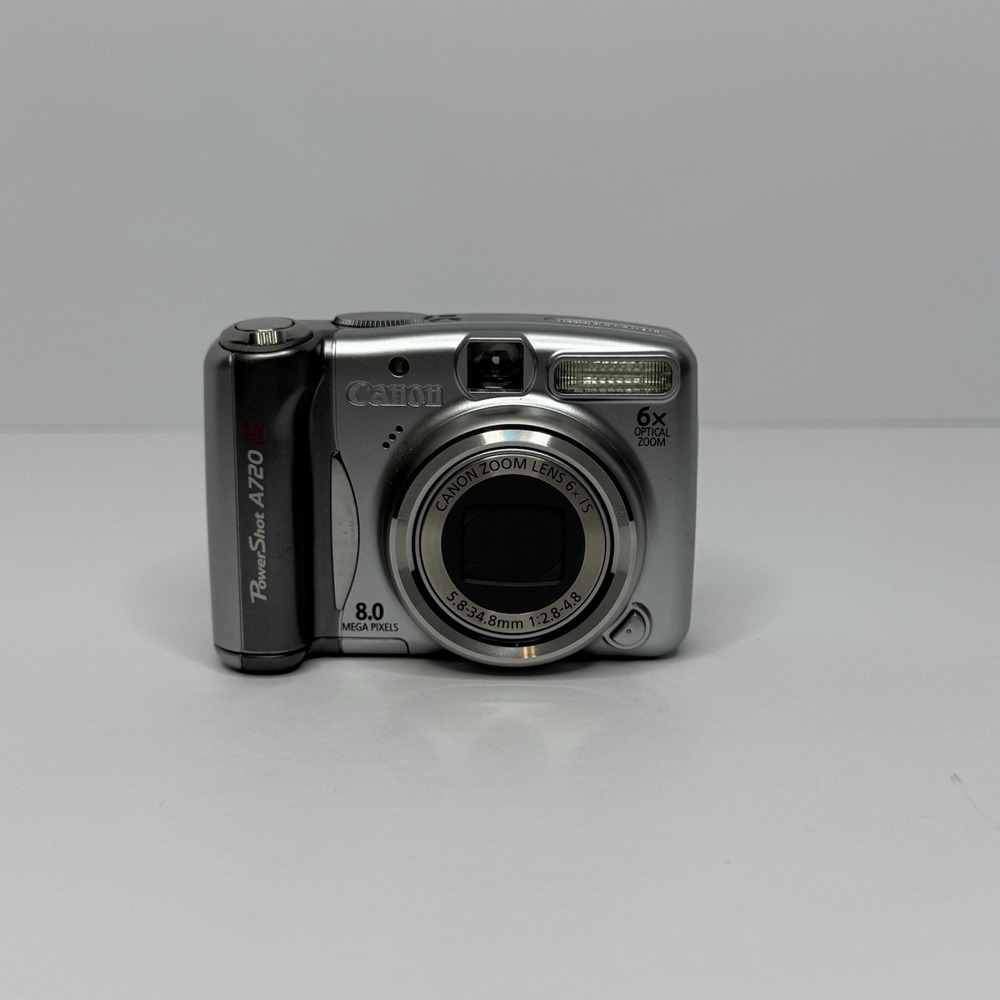 Canon PowerShot A720 IS Digital Camera Silver 8 MP 6x Zoom Tested Working